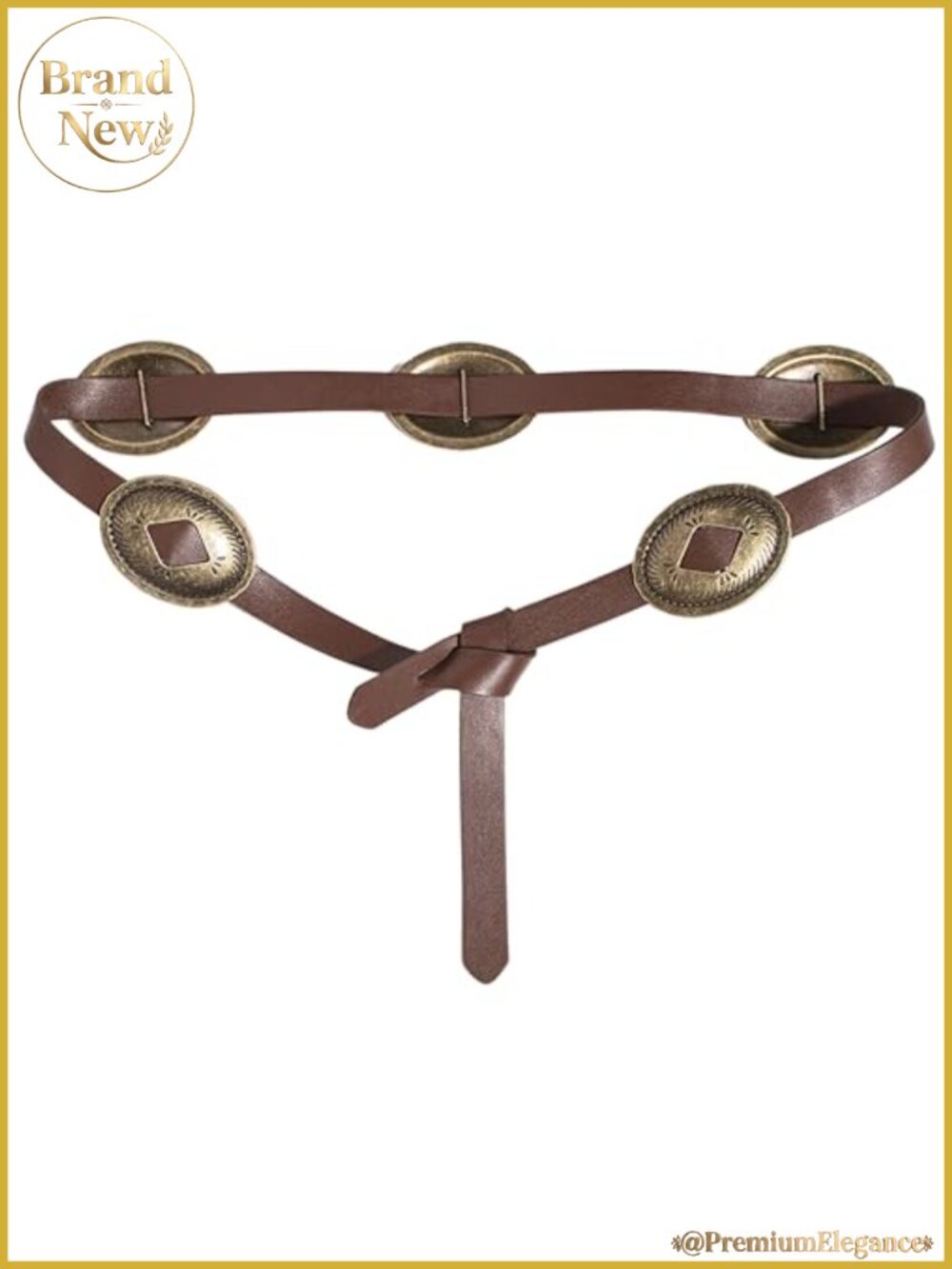 Vintage Oval Concho Belt Faux Leather Boho Western Style Belt